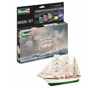 Revell Juego de modelo 65432 Gorch Fock escala 1:350 sin construir/sin pintar kit de modelo de plástico con pegamento profesional Contacta, pincel y pinturas de color aguamarina seleccionadas