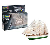Revell Juego de modelo 65432 Gorch Fock escala 1:350 sin construir/sin pintar kit de modelo de plástico con pegamento profesional Contacta, pincel y pinturas de color aguamarina seleccionadas