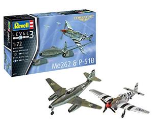 Revell Sistema Easy Click Maqueta P-51D Mustang y Me262 A-1a I Escala 1:72 I Aviones de combate legendarios de la 2 Guerra Mundial I Con armamento I No es necesario pegar I Para principiantes a partir