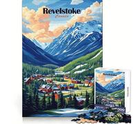 Revelstoke, Canadá Rompecabezas con Vista a la montaña de 1000 Piezas para Adultos Ayuda a Mejorar la Memoria y Alivia la ansiedad Diseño artístico para armar Regalo (38x26cm)