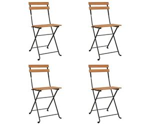 Revera Sillas plegables de bistró 4 piezas madera maciza teca y acero