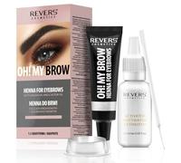 REVERS COSMETICS Tinte Cejas Grafito con Aceite de Argán y Aceite de Ricino (Omega 6, caroteno, vitaminas A, E, F) Resultado natural, Efecto Larga Duración de 4 Semanas, Hasta 15 Aplicaciones