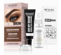REVERS COSMETICS Tinte Cejas Marrón Claro con Aceite de Argán y Aceite de Ricino (Omega 6, Caroteno, Vitaminas A, E, F) Resultado Natural, Larga Duración de 4 Semanas, Hasta 15 Aplicaciones