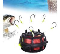 Reverse Bottom Bait Cage Fishing Hook, 360° Floating Bait Cage fis,6-Hook Block Baits Carp Feeder Rig, Bait Cage Trap Fishing Hooks for Freshwater Saltwater-6#