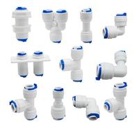 Reverse Osmosis Hose Connection Quick Coupling 1/4 3/8 Stem L Straight Tee RO Water Aquarium Pipe Fitting(L Shape 9.52-9.52mm) Plumbing Fittings