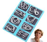 Reverse Thinking Puzzles, Physics Mind Metal Puzzles Unlock Interlock Game Metal Puzzle Set of 24 with Pouch for Party Favor Challenge (Style 2)
