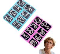 Reverse Thinking Puzzles, Physics Mind Metal Puzzles Unlock Interlock Game Metal Puzzle Set of 24 with Pouch for Party Favor Challenge (Style 6)