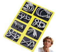 Reverse Thinking Puzzles, Physics Mind Metal Puzzles Unlock Interlock Game Metal Puzzle Set of 24 with Pouch for Party Favor Challenge (Style 3)