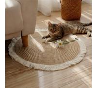 Reversible Cat Scratching Mat,Round Jute Rug with Non Slip Bottom,Washable Pet Scratch Pad for Indoor Cats,Dual Sided Scratch Resistant Carpet (Flower, 80cm)