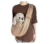 Reversible Small Dog Carrier Bag, Foldable Pet Sling Bags, Ultralight Walking Pet Carriers with Safety Rope, Hands-Free Cross Body Carrier with Collar for Dog/Cat/Rabbit(Khaki)