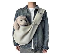 Reversible Small Dog Carrier Bag, Foldable Pet Sling Bags, Ultralight Walking Pet Carriers with Safety Rope, Hands-Free Cross Body Carrier with Collar for Dog/Cat/Rabbit(Beige)