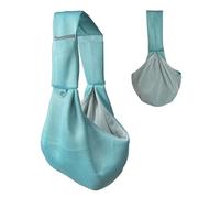 Reversible Small Dog Carrier Bag, Foldable Pet Sling Bags, Ultralight Walking Pet Carriers with Safety Rope, Hands-Free Cross Body Carrier with Collar for Dog/Cat/Rabbit(Light Blue)