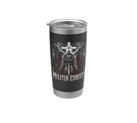 REVERSO DE Fear No Evil Archangel Christian Warrior Vaso térmico de acero inoxidable de doble pared