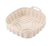 Revestimiento cuadrado de silicona for freidora de aire, bandeja antiadherente for horno de calidad alimentaria, insertos for freidora de aire, cesta de silicona multicolor for cocina(Beige-Large)