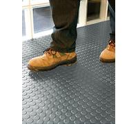 Revestimiento de Caucho Antideslizante | Suelo de Goma PVC Gris 1mm Diseño Botones (140_x_700 CM)