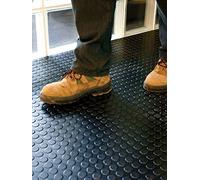 Revestimiento de Caucho Antideslizante | Suelo de Goma PVC Negro 3mm Diseño Botones (100_x_200 CM)