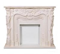 Revestimiento de chimenea adornado roble macizo con detalles en relieve decorativo clásico Repisa de chimenea(Blanco)