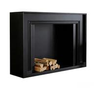 Revestimiento de chimenea Chimenea moderna con revestimiento decorativo for chimenea base de madera maciza Decorativo(Negro,Grande)