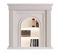Revestimiento de chimenea Gabinete de repisa chimenea con estantes decorativos almacenamiento acento madera vintage Decorativo(Blanco,Pequeño)