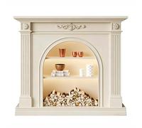 Revestimiento de chimenea Repisa de chimenea arqueada madera maciza blanca, marco decorativo for Decorativo(Grande)