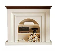 Revestimiento de chimenea Revestimiento de chimenea arqueado, estilo francés, madera, envolvente, independiente Decorativo(Blanco,XL)