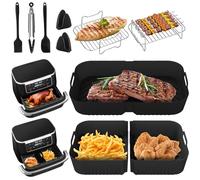 Revestimiento de silicona para freidora de aire para Ninja Foodi Flexdrawer AF500EU/AF500EUCP, 1 * 10,4 L + 2 * 5,2 L accesorios grandes para freidora de aire doble