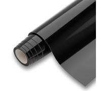 Revestimiento de Vinilo Autoadhesivo Profesional para Pared, Puertas, Muebles, Cocina y Baños - Negro Alto Brillo KST1801 - Sin Obra - Alta Resistencia - Envío desde España - 124 x 300 cm