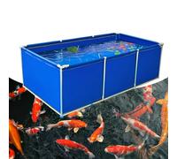 Revestimiento flexible de PVC para estanques de peces, 2 x 2 x 0,8 m, cubierta de piscina azul con bordes de acero, perfecto para peces koi, solut temporal de estanque de jardín, fácil de instalar y