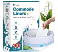 Revestimientos para inodoro con almohadillas absorbentes, 100 bolsas de inodoro + 100 almohadillas de inodoro, extra gruesas, ajuste universal, inodoro portátil, cubo de silla, sartén