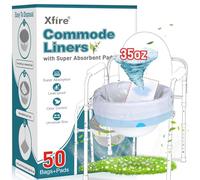 Revestimientos para inodoro con almohadillas absorbentes, 50 bolsas de inodoro + 50 almohadillas de inodoro, extra gruesas, ajuste universal, inodoro portátil, cubo de silla, sartén