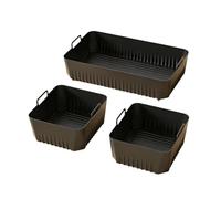 Revestimientos Rectangulares De Silicona Freidora De Aire, Compatible Con Ninja, Cesta De Freidora De Aire AF500, Repuesto Apto Lavavajillas, Revestimientos For Freidora Aire(3 in 1 Black)