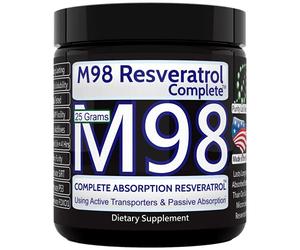 REVGENETICS, M98 Resveratrol Complete (M98-RC) - Mejor que el súper micronizado - Polvo a granel - 25 gramos por envase - 450 mg Trans-Resveratrol tipo soluble por porción