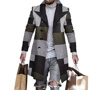 REVHQ Men Coat Spring Autumn Loose Mid Length Cold Men Tweed Coat Lapels Button Placket Men Long Sleeve Coat Daily Casual All-Match Men Fashion Coat B-07 XL