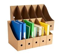 Revistero de Cartón Kraft,Titular de Archivos de Revistas,Soporte de Cartón para Archivos,Revistero Archivador para Oficina Escuela Escritorio Organizador Fácil Almacenamiento,10 piezas