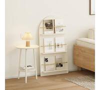 Revistero de madera maciza con sujetalibros de metal, estantería de pie para dormitorio, sala de estar o estudio