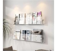 Revistero de pared acrílico, soporte transparente ajustable para discos de vinilo, cómics de periódicos y archivos, estantería colgante transparente para almacenamiento de oficina y baño