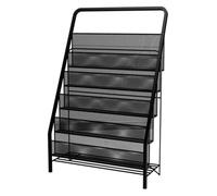 Revistero derecho del piso de la malla con el soporte de exhibición portátil del folleto del bolsillo multi de las ruedas for la oficina y la feria profesional(Black,57x33x87cm)