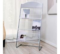 Revistero móvil de pie, soporte de metal para folletos para exposiciones y ferias comerciales