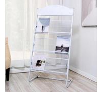 Revistero móvil de pie, soporte de metal para folletos para exposiciones y ferias comerciales