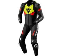 Revit Argon 2, traje de cuero 1ud. perforado 50 male Negro/Amarillo Neón/Rojo Neón
