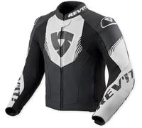 Revit Argon 3 Chaqueta de cuero de motocicleta perforada, negro-blanco, tamaño 48 para Hombres