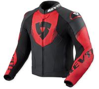 Revit Argon 3 Chaqueta de cuero de motocicleta perforada, negro-rojo, tamaño 50 para Hombres