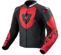 Revit Argon 3 Chaqueta de cuero de motocicleta perforada, negro-rojo, tamaño 54 para Hombres