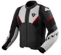Revit Automate Chaqueta de cuero para moto perforada, negro/gris claro, Talla 52
