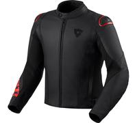 Revit Quadratic Logo Chaqueta de cuero de motocicleta perforada, negro-rojo, tamaño 48 para Hombres