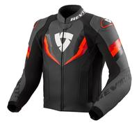 Revit Quantum 3 Chaqueta de cuero para moto perforada, negro/neón rojo, Talla 54