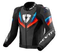 Revit Quantum 3 Pro Chaqueta de cuero para moto perforada, negro-rojo-azul, tamaño 48 para Hombres