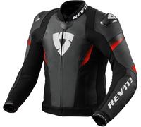Revit Control Chaqueta de cuero de moto perforada, negro-rojo, tamaño 46 para Hombres