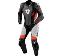 Revit Control Traje de cuero de moto de una pieza, negro-blanco-rojo, tamaño 52 para Hombres