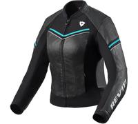 Revit Median Chaqueta de cuero para motocicleta para damas, negro/turquesa, Talla 40